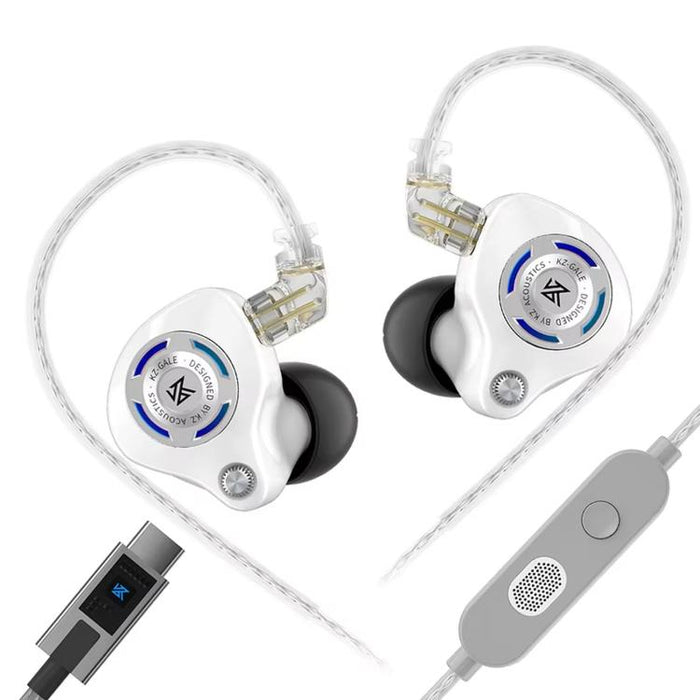 Auriculares para juegos con cable KZ-Gale HiFi de 1,2 m, Black Standard 3.5mm, Black With Mic 3.5mm, White Standard 3.5mm, White With Mic 3.5mm, Black M2 Cable Sound Card Type-C, White M2 Cable Sound Card Type-C