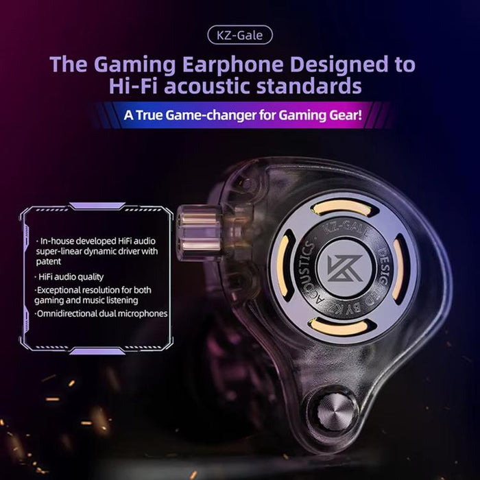 Auriculares para juegos con cable KZ-Gale HiFi de 1,2 m, Black Standard 3.5mm, Black With Mic 3.5mm, White Standard 3.5mm, White With Mic 3.5mm, Black M2 Cable Sound Card Type-C, White M2 Cable Sound Card Type-C