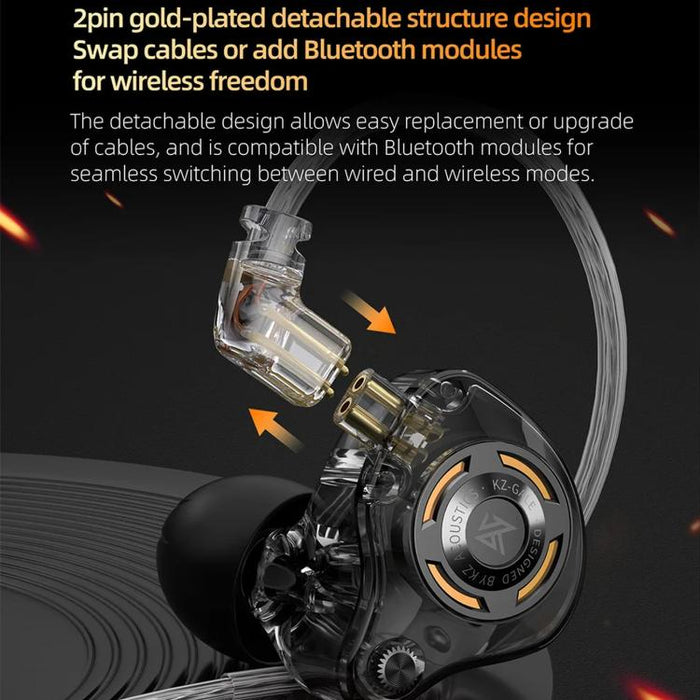 Auriculares para juegos con cable KZ-Gale HiFi de 1,2 m, Black Standard 3.5mm, Black With Mic 3.5mm, White Standard 3.5mm, White With Mic 3.5mm, Black M2 Cable Sound Card Type-C, White M2 Cable Sound Card Type-C