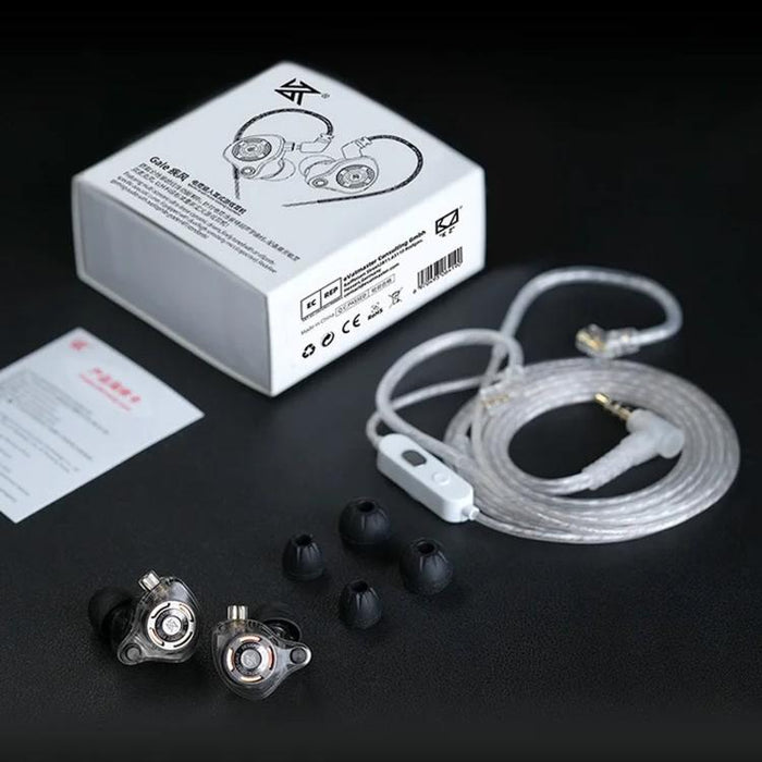 Auriculares para juegos con cable KZ-Gale HiFi de 1,2 m, Black Standard 3.5mm, Black With Mic 3.5mm, White Standard 3.5mm, White With Mic 3.5mm, Black M2 Cable Sound Card Type-C, White M2 Cable Sound Card Type-C