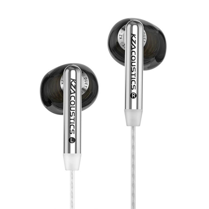 Auriculares con cable KZ-Duet de cuatro núcleos y doble controlador dinámico de 1,2 m, Black Standard 3.5mm, Black With Mic 3.5mm, White With Mic 3.5mm, Black Type-C Sound Card