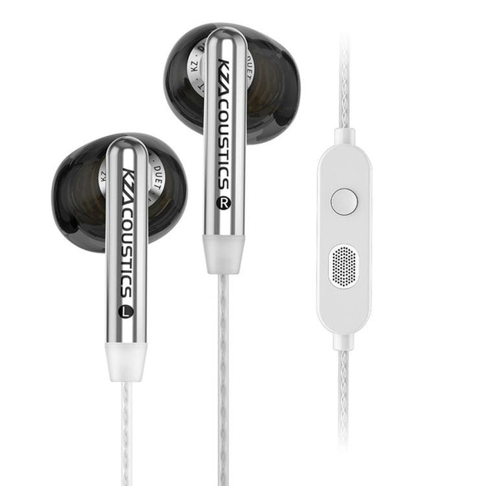 Auriculares con cable KZ-Duet de cuatro núcleos y doble controlador dinámico de 1,2 m, Black Standard 3.5mm, Black With Mic 3.5mm, White With Mic 3.5mm, Black Type-C Sound Card