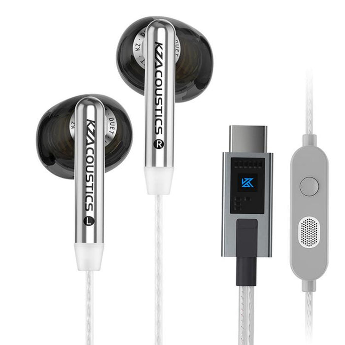 Auriculares con cable KZ-Duet de cuatro núcleos y doble controlador dinámico de 1,2 m, Black Standard 3.5mm, Black With Mic 3.5mm, White With Mic 3.5mm, Black Type-C Sound Card
