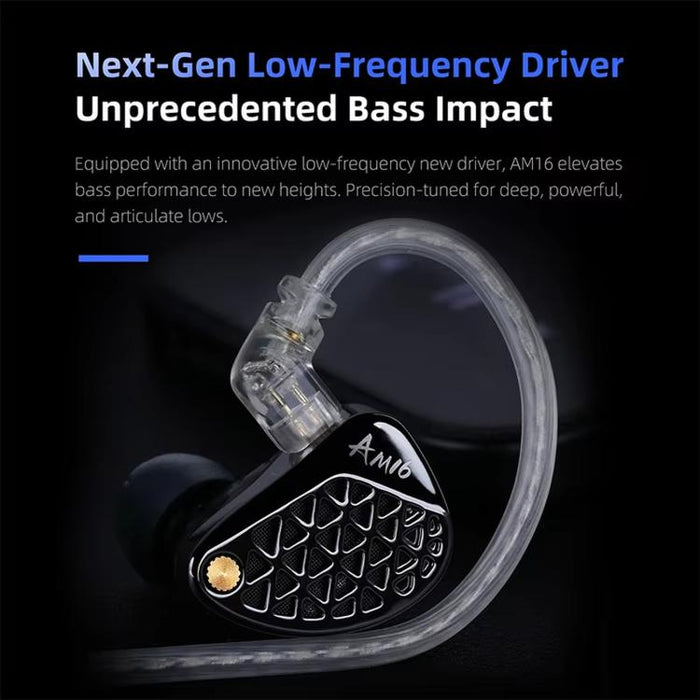 Auriculares con cable KZ-AM16 con controladores dedicados de baja frecuencia, ideales para música, juegos y audio Hi-Fi. Cable de 1,2 m., Balanced Standard 3.5mm, Balanced With Mic 3.5mm, Bass Enhanced Standard 3.5mm, Bass Enhanced With Mic 3.5mm      ...