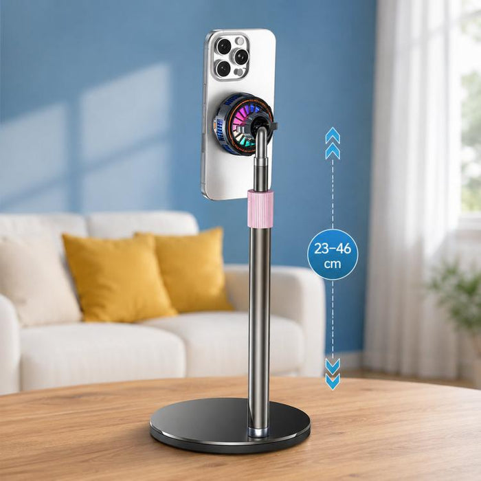 Ventilador de refrigeración magnético para teléfono con rótula de 17 mm y 3 velocidades para semiconductores., H8A Cooler Only, with Air Vent Clip C50, with Telescopic Suction Mount C12, with Desktop Live Stand A124, with Floor Tripod KP002            ...