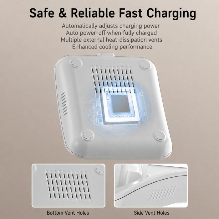 Soporte de escritorio para teléfono con base de carga magnética y amplificador de sonido pasivo, A9299 (White)