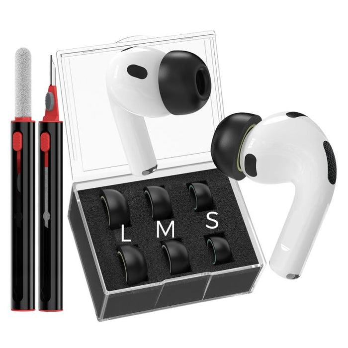 Para AirPods Pro 3 AhaStyle WE38 Juego de 3 pares de almohadillas de espuma viscoelástica de repuesto para auriculares con lápiz limpiador 3 en 1