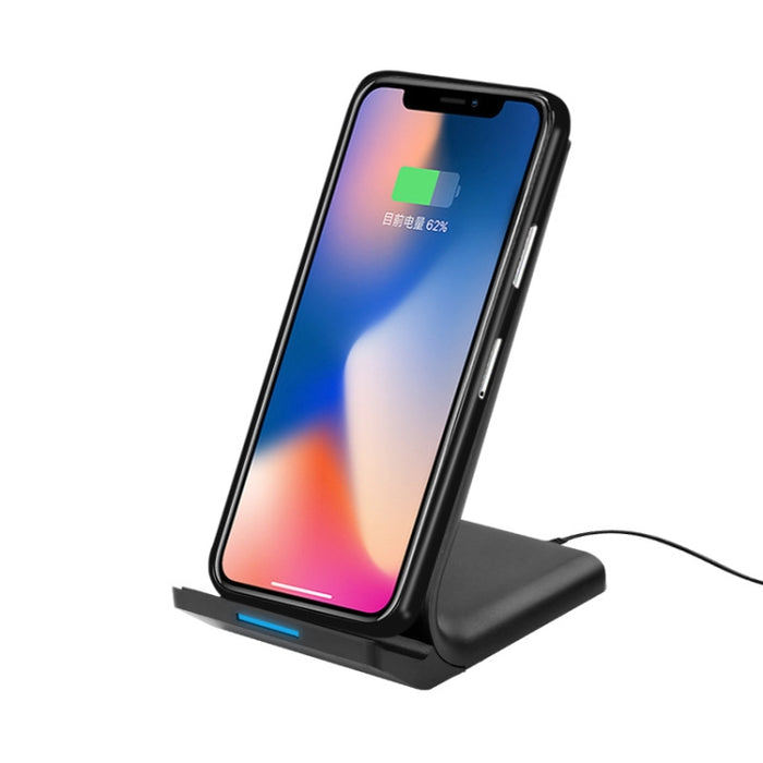 Soporte de escritorio del soporte de carga de la carga rápida elegante del cargador inalámbrico vertical del teléfono móvil R2 10W
