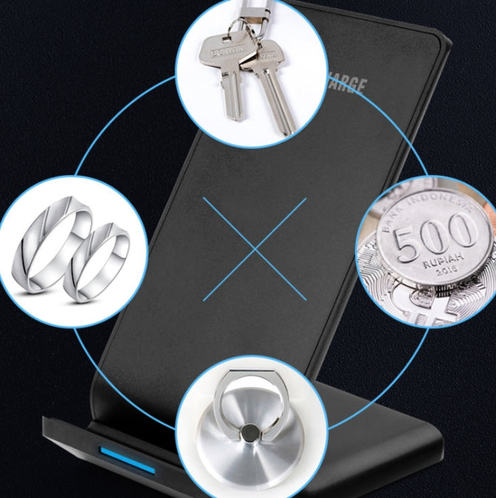 Soporte de escritorio del soporte de carga de la carga rápida elegante del cargador inalámbrico vertical del teléfono móvil R2 10W