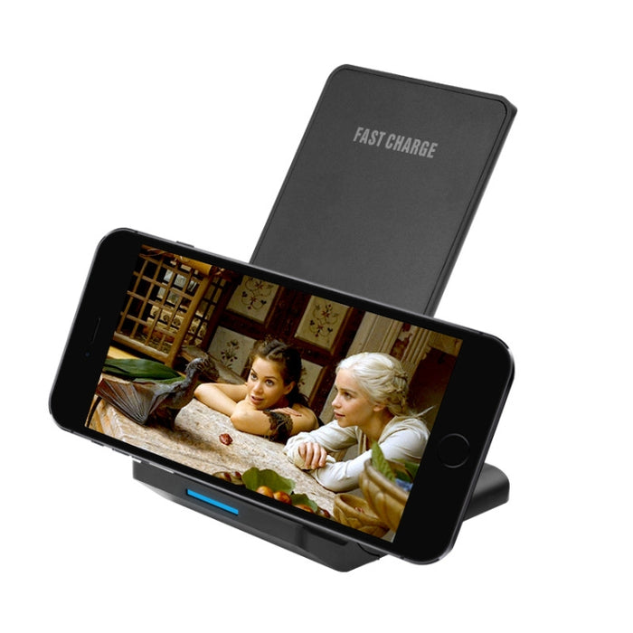 Soporte de escritorio del soporte de carga de la carga rápida elegante del cargador inalámbrico vertical del teléfono móvil R2 10W