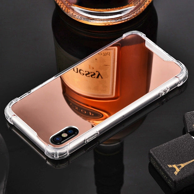 Estuche de TPU acrílico con espejo chapado de lujo para iPhone 8 Plus y 7 Plus