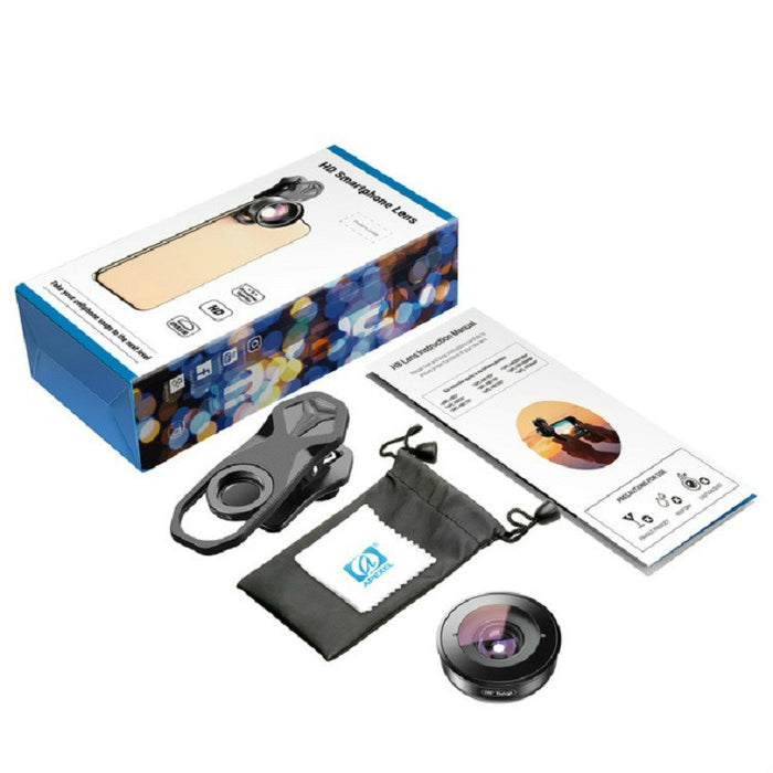 APEXEL APL-HB195 195 grados ojo de pez profesional HD lente universal externa para teléfono móvil