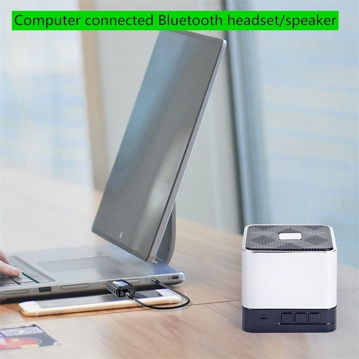 Adaptador 2 en 1 Bluetooth 5.0 Receptor de transmisor de audio inalámbrico sin unidad USB con pantalla LCD
