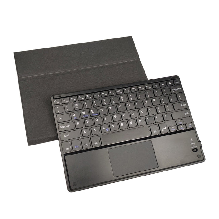 Teclado Bluetooth de plástico magnético desmontable RK102C con panel táctil + funda de tableta de TPU con patrón de seda para iPad 10.2, con ranura para bolígrafo y soporte