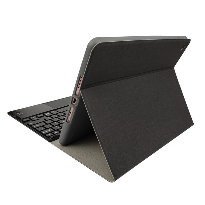 Teclado Bluetooth de plástico magnético desmontable RK102C con panel táctil + funda de tableta de TPU con patrón de seda para iPad 10.2, con ranura para bolígrafo y soporte