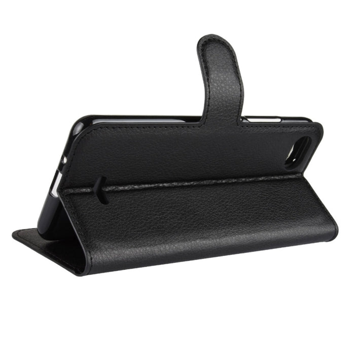 Estuche de cuero con tapa horizontal con textura Litchi para Xiaomi Redmi 6A, con billetera y soporte y ranuras para tarjetas, For Redmi 6A