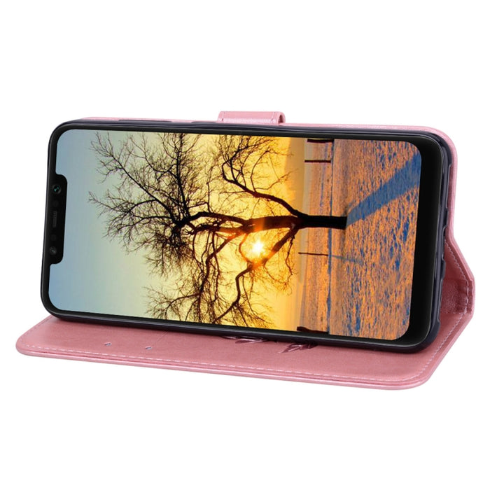 Funda de cuero PU con tapa horizontal en relieve rosa para Xiaomi Pocophone F1, con soporte y ranuras para tarjetas y billetera, For Poco F1, For Xiaomi Poco F1