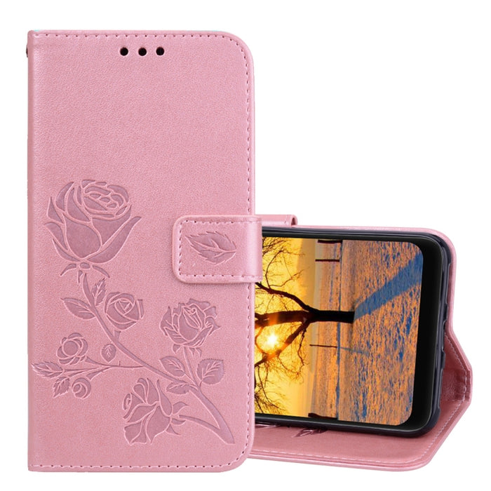 Funda de cuero PU con tapa horizontal en relieve rosa para Xiaomi Pocophone F1, con soporte y ranuras para tarjetas y billetera, For Poco F1, For Xiaomi Poco F1