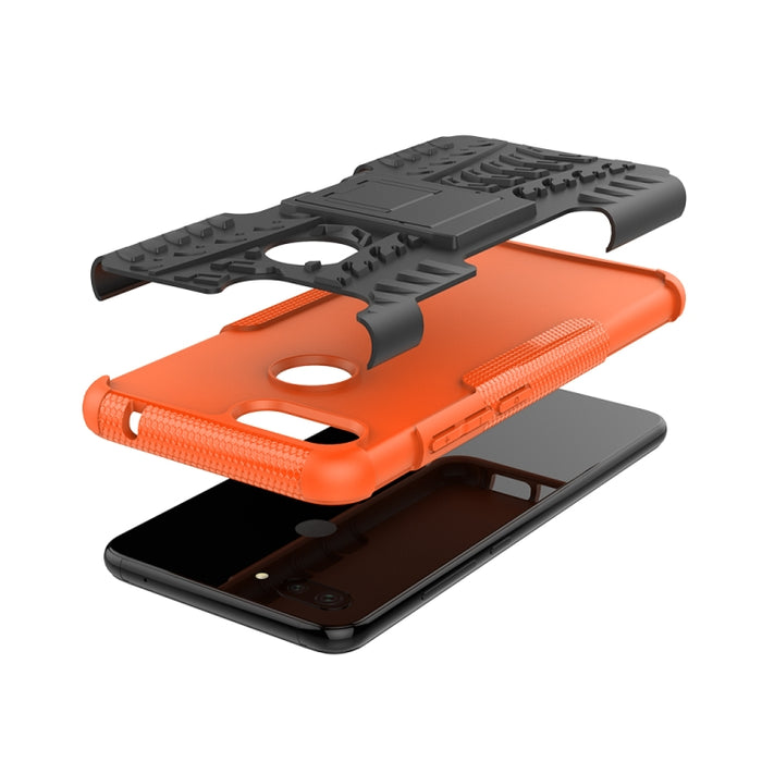 Estuche a prueba de golpes PC + TPU con patrón de neumáticos para Xiaomi Mi 8 Lite, con soporte, For Xiaomi Mi 8 Lite