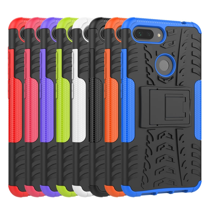 Estuche a prueba de golpes PC + TPU con patrón de neumáticos para Xiaomi Mi 8 Lite, con soporte, For Xiaomi Mi 8 Lite