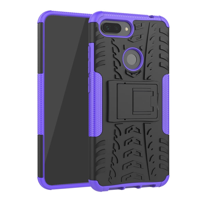 Estuche a prueba de golpes PC + TPU con patrón de neumáticos para Xiaomi Mi 8 Lite, con soporte, For Xiaomi Mi 8 Lite