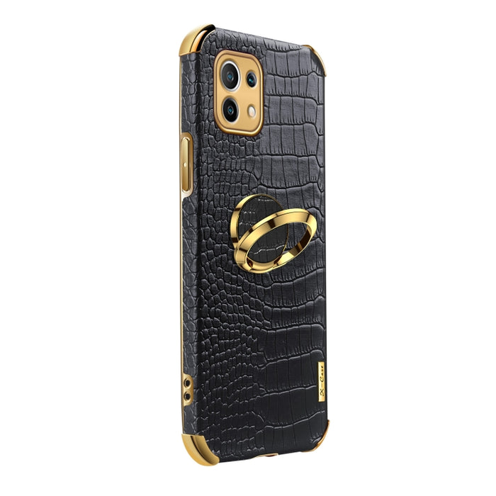 Para Xiaomi Mi 11 6D Estuche de cuero magnético con patrón de cocodrilo de TPU electrochapado con soporte para anillo, For Xiaomi Mi 11