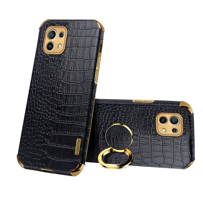 Para Xiaomi Mi 11 6D Estuche de cuero magnético con patrón de cocodrilo de TPU electrochapado con soporte para anillo, For Xiaomi Mi 11
