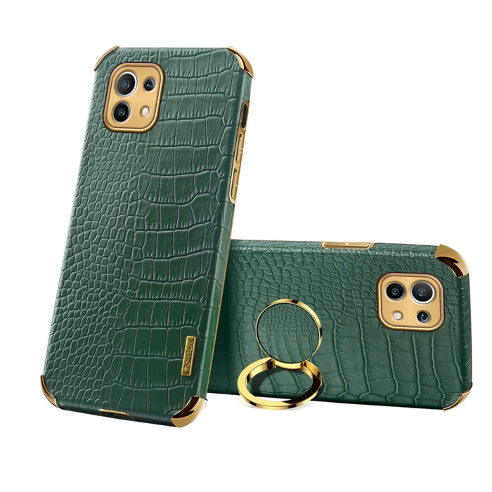 Para Xiaomi Mi 11 6D Estuche de cuero magnético con patrón de cocodrilo de TPU electrochapado con soporte para anillo, For Xiaomi Mi 11