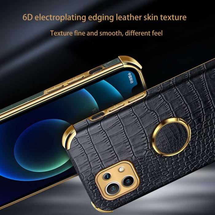 Para Xiaomi Mi 11 6D Estuche de cuero magnético con patrón de cocodrilo de TPU electrochapado con soporte para anillo, For Xiaomi Mi 11
