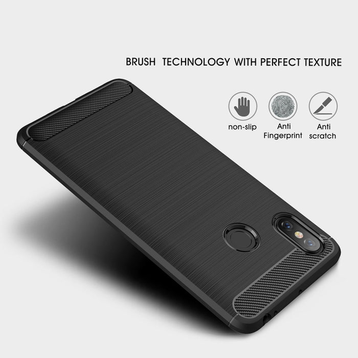 Funda de TPU a prueba de golpes de fibra de carbono con textura cepillada para Xiaomi Mi Max 3, For Xiaomi Mi Max 3