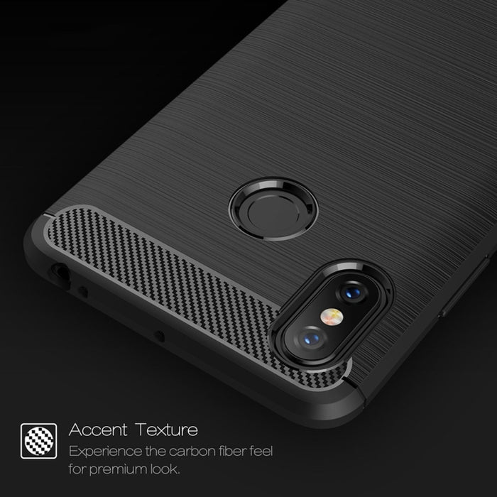 Funda de TPU a prueba de golpes de fibra de carbono con textura cepillada para Xiaomi Mi Max 3, For Xiaomi Mi Max 3