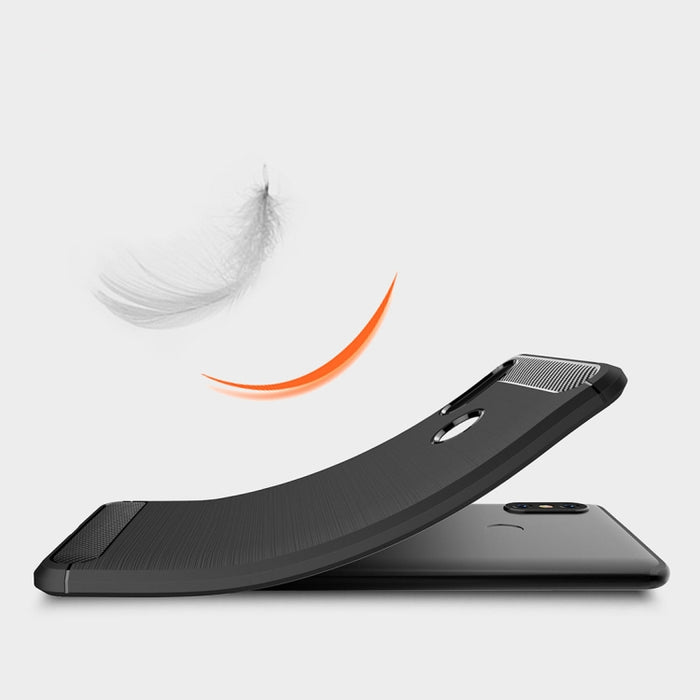 Funda de TPU a prueba de golpes de fibra de carbono con textura cepillada para Xiaomi Mi Max 3, For Xiaomi Mi Max 3