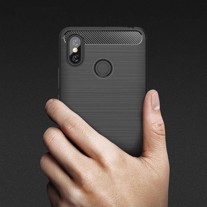 Funda de TPU a prueba de golpes de fibra de carbono con textura cepillada para Xiaomi Mi Max 3, For Xiaomi Mi Max 3