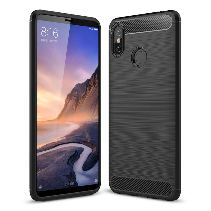Funda de TPU a prueba de golpes de fibra de carbono con textura cepillada para Xiaomi Mi Max 3, For Xiaomi Mi Max 3