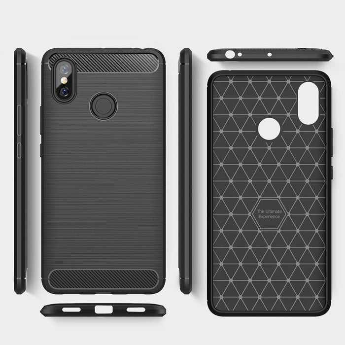 Funda de TPU a prueba de golpes de fibra de carbono con textura cepillada para Xiaomi Mi Max 3, For Xiaomi Mi Max 3