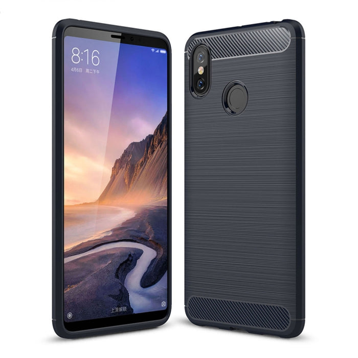 Funda de TPU a prueba de golpes de fibra de carbono con textura cepillada para Xiaomi Mi Max 3, For Xiaomi Mi Max 3