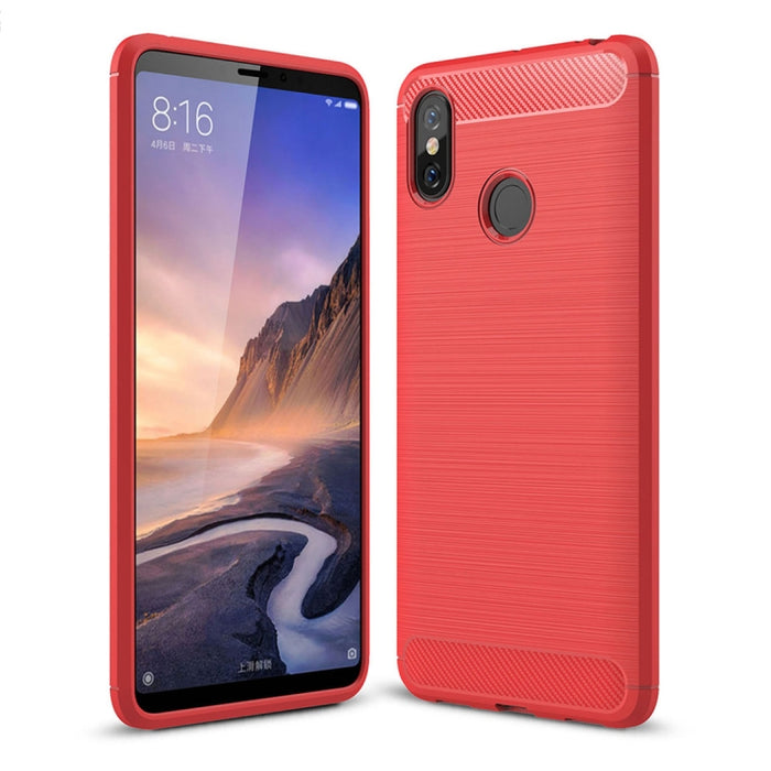 Funda de TPU a prueba de golpes de fibra de carbono con textura cepillada para Xiaomi Mi Max 3, For Xiaomi Mi Max 3