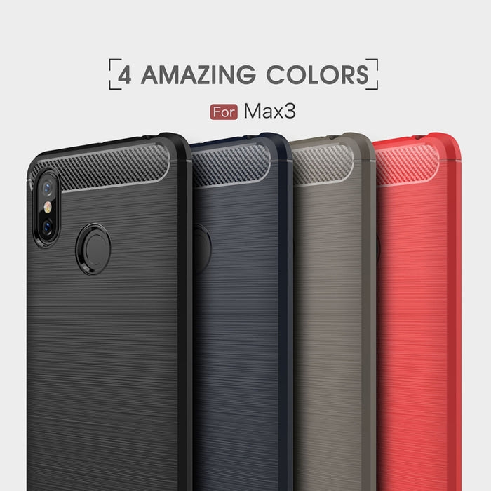 Funda de TPU a prueba de golpes de fibra de carbono con textura cepillada para Xiaomi Mi Max 3, For Xiaomi Mi Max 3