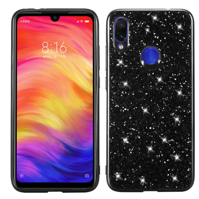 Estuche de TPU a prueba de golpes con polvo de brillo para Xiaomi Redmi Note 7, For Xiaomi Redmi Note 7