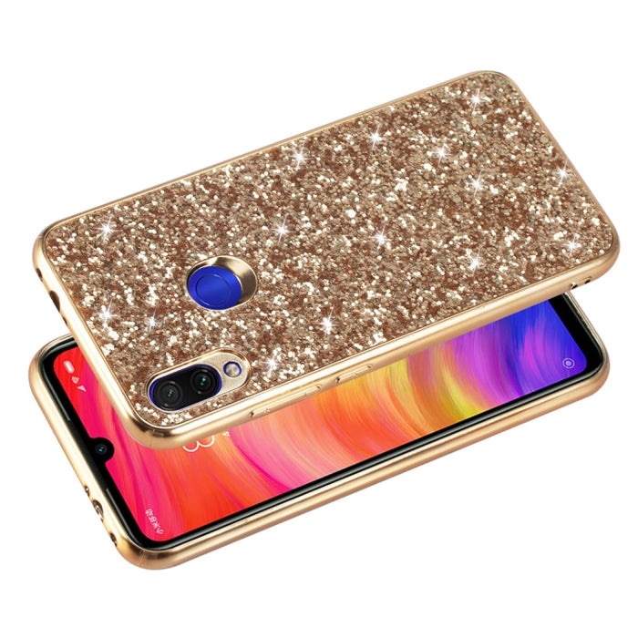 Estuche de TPU a prueba de golpes con polvo de brillo para Xiaomi Redmi Note 7, For Xiaomi Redmi Note 7