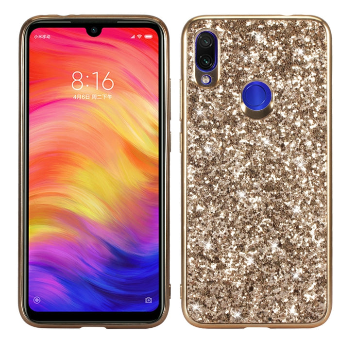 Estuche de TPU a prueba de golpes con polvo de brillo para Xiaomi Redmi Note 7, For Xiaomi Redmi Note 7
