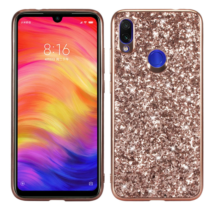 Estuche de TPU a prueba de golpes con polvo de brillo para Xiaomi Redmi Note 7, For Xiaomi Redmi Note 7