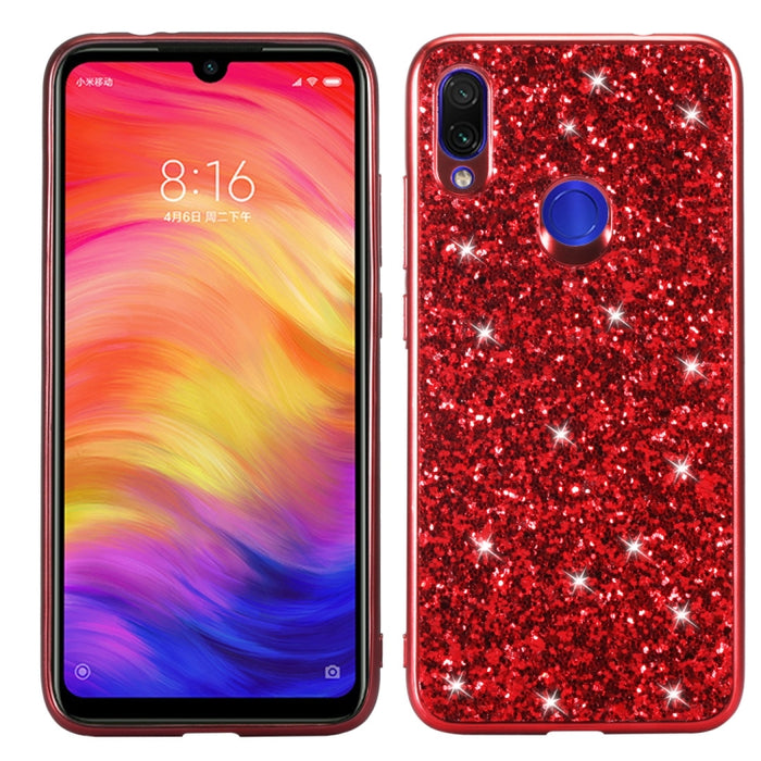 Estuche de TPU a prueba de golpes con polvo de brillo para Xiaomi Redmi Note 7, For Xiaomi Redmi Note 7