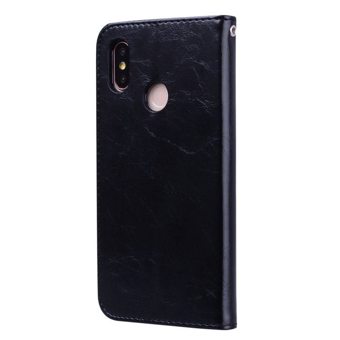 Estuche de cuero con tapa horizontal con textura de cera de aceite de estilo comercial para Xiaomi Mi 8, con soporte y ranuras para tarjetas y billetera, For Xiaomi Mi 8