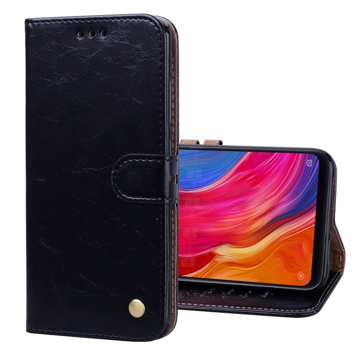 Estuche de cuero con tapa horizontal con textura de cera de aceite de estilo comercial para Xiaomi Mi 8, con soporte y ranuras para tarjetas y billetera, For Xiaomi Mi 8