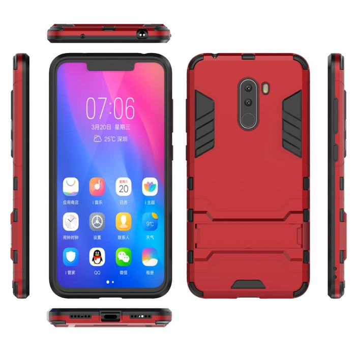 Funda PC + TPU a prueba de golpes para Xiaomi Pocophone F1, con soporte, Xiaomi Pocophone F1