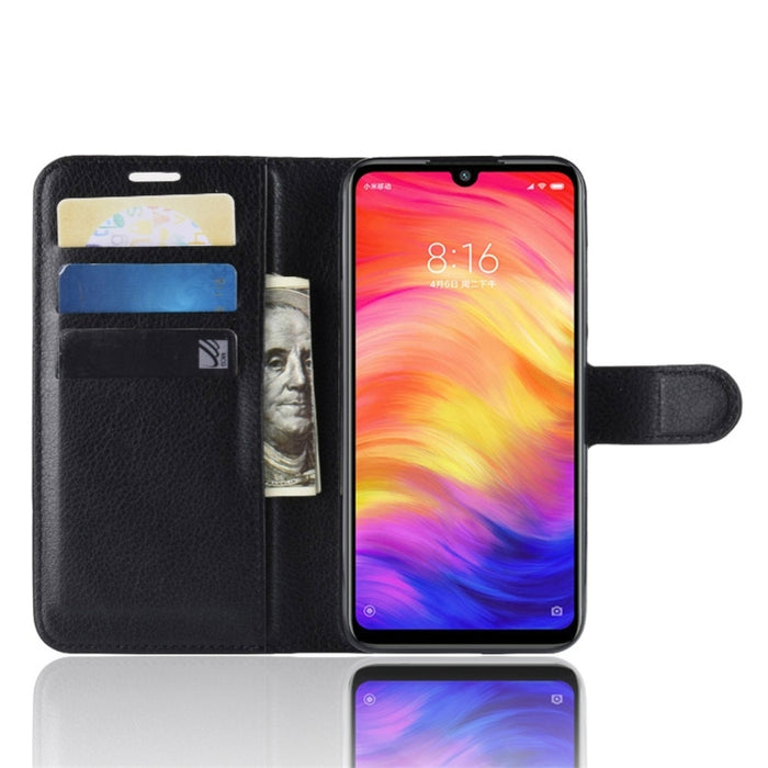 Litchi Texture Horizontal Flip Funda de cuero para Xiaomi Redmi Note 7, con billetera y soporte y ranuras para tarjetas, For Redmi Note 7
