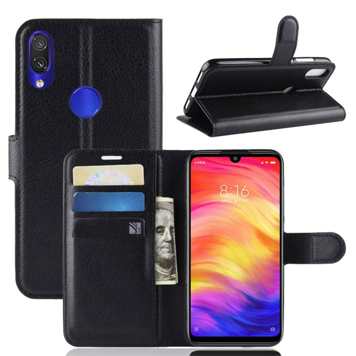Litchi Texture Horizontal Flip Funda de cuero para Xiaomi Redmi Note 7, con billetera y soporte y ranuras para tarjetas, For Redmi Note 7