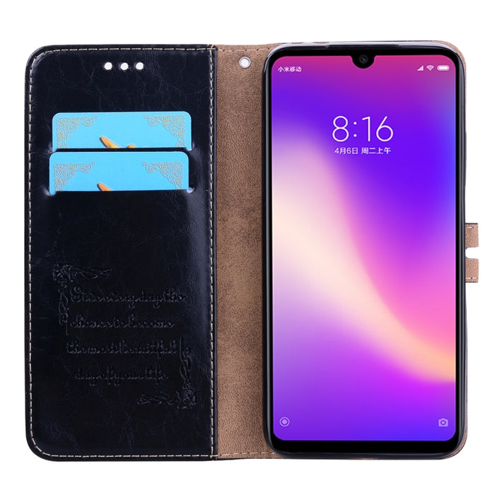 Estuche de cuero con tapa horizontal con textura de cera de aceite de estilo comercial para Xiaomi Redmi 7, con soporte y ranuras para tarjetas y billetera, For Xiaomi Redmi 7