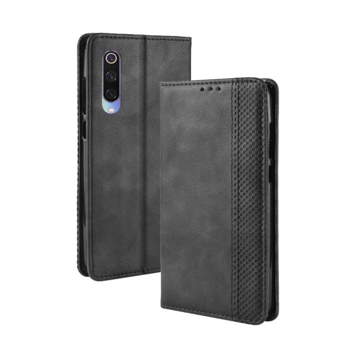 Funda de cuero con tapa horizontal con textura retro y hebilla magnética para Xiaomi Mi 9, con soporte, ranuras para tarjetas y billetera, For Xiaomi Mi 9